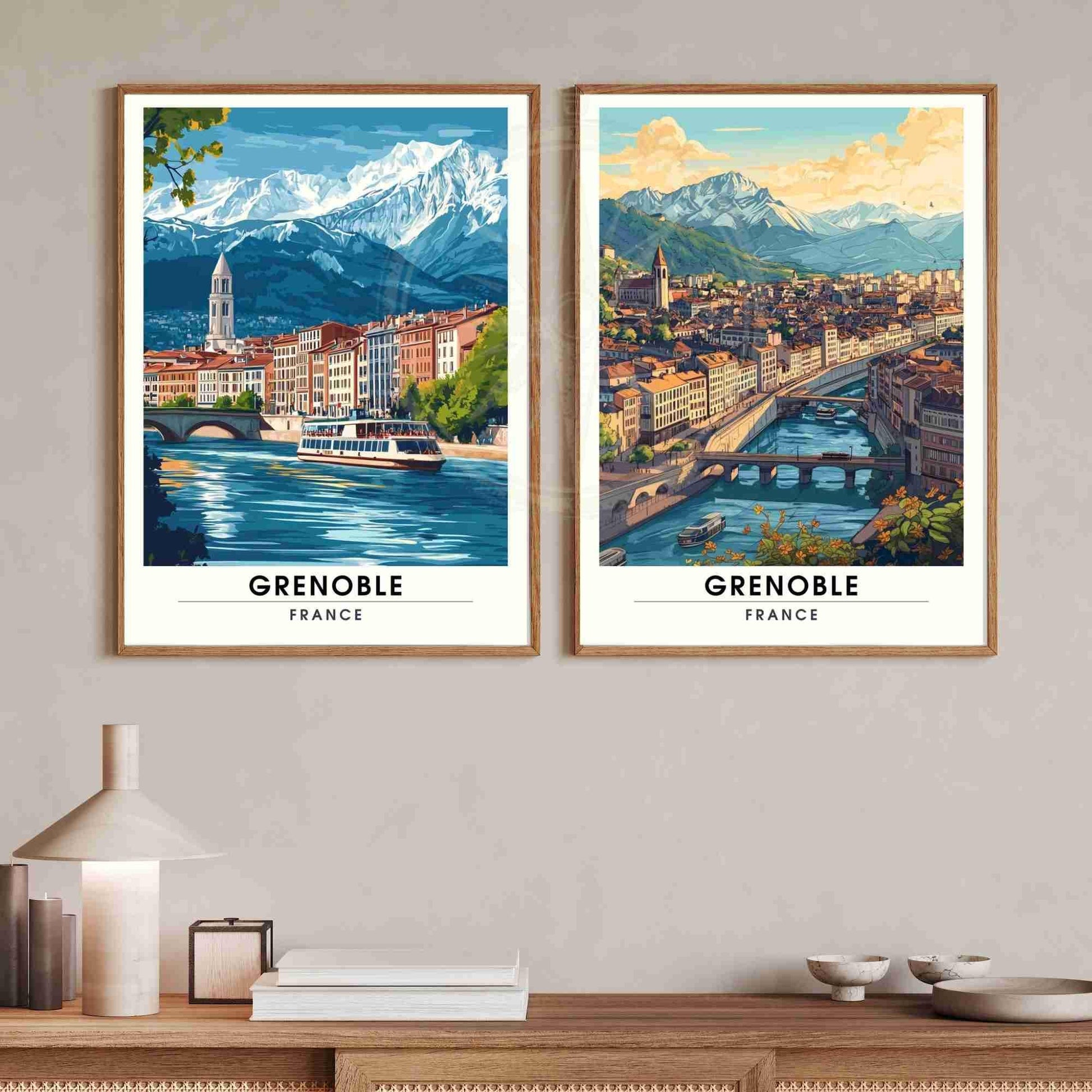 Affiche Grenoble | Impression Grenoble, France - Vue de ciel