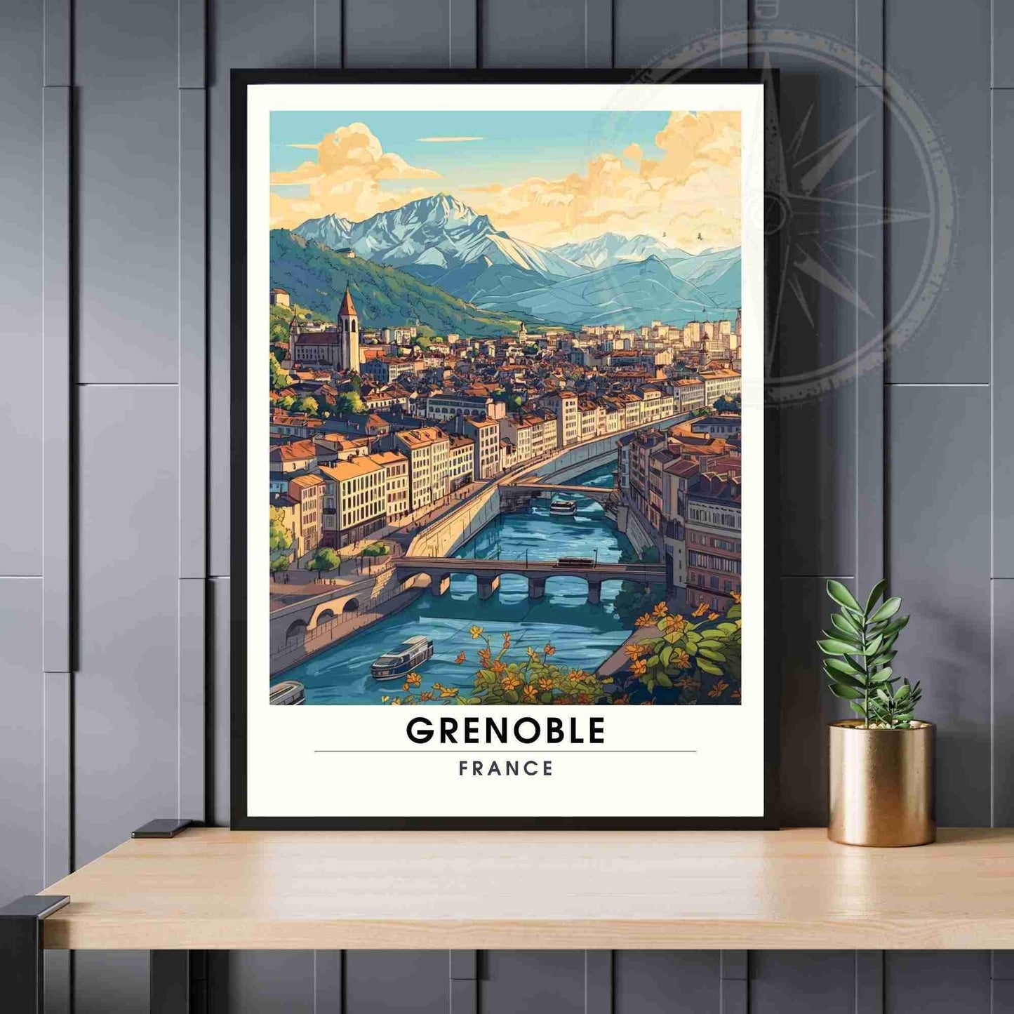 Affiche Grenoble | Impression Grenoble, France - Vue de ciel