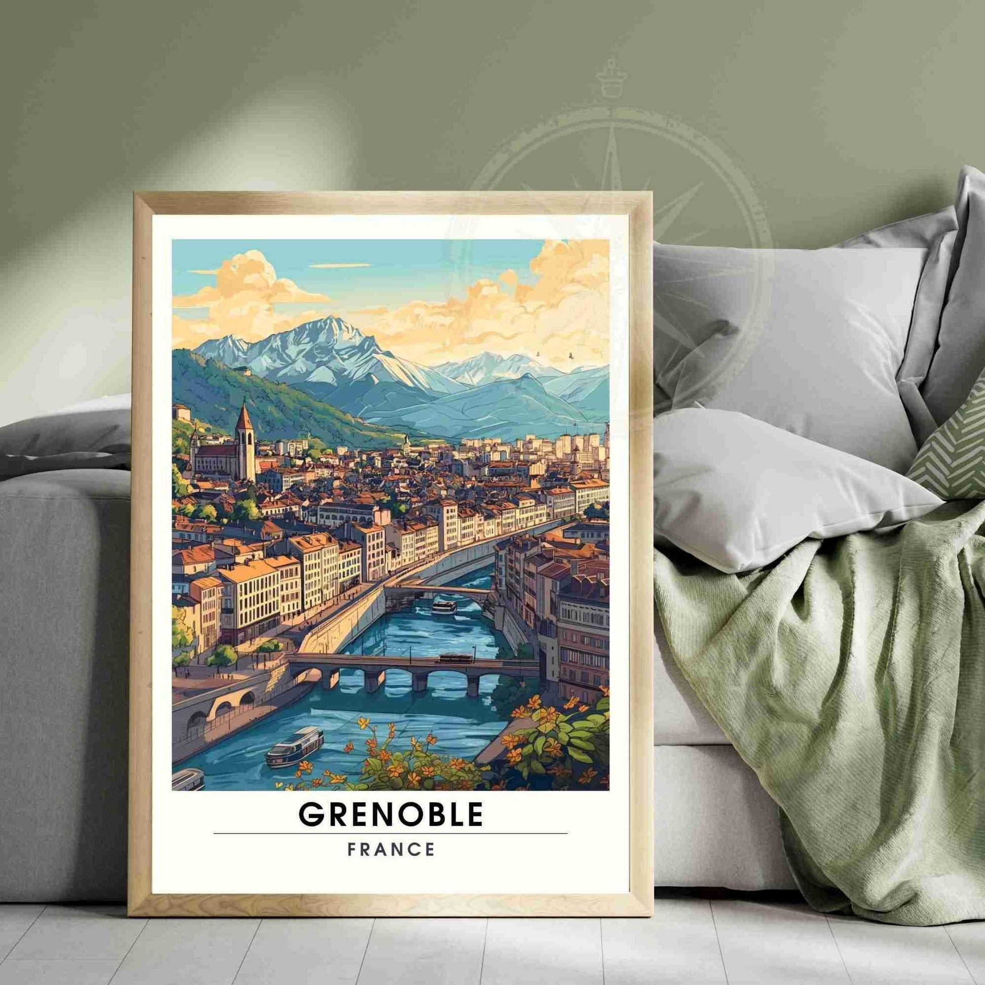 Affiche Grenoble | Impression Grenoble, France - Vue de ciel