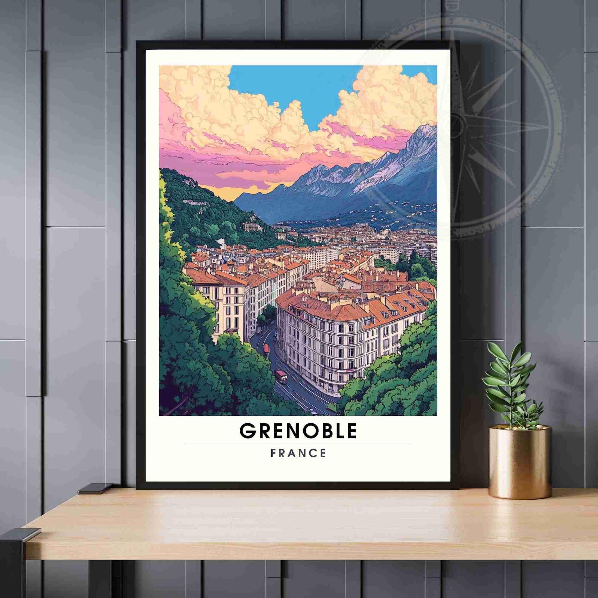 Affiche Grenoble | Impression de voyage Grenoble, France