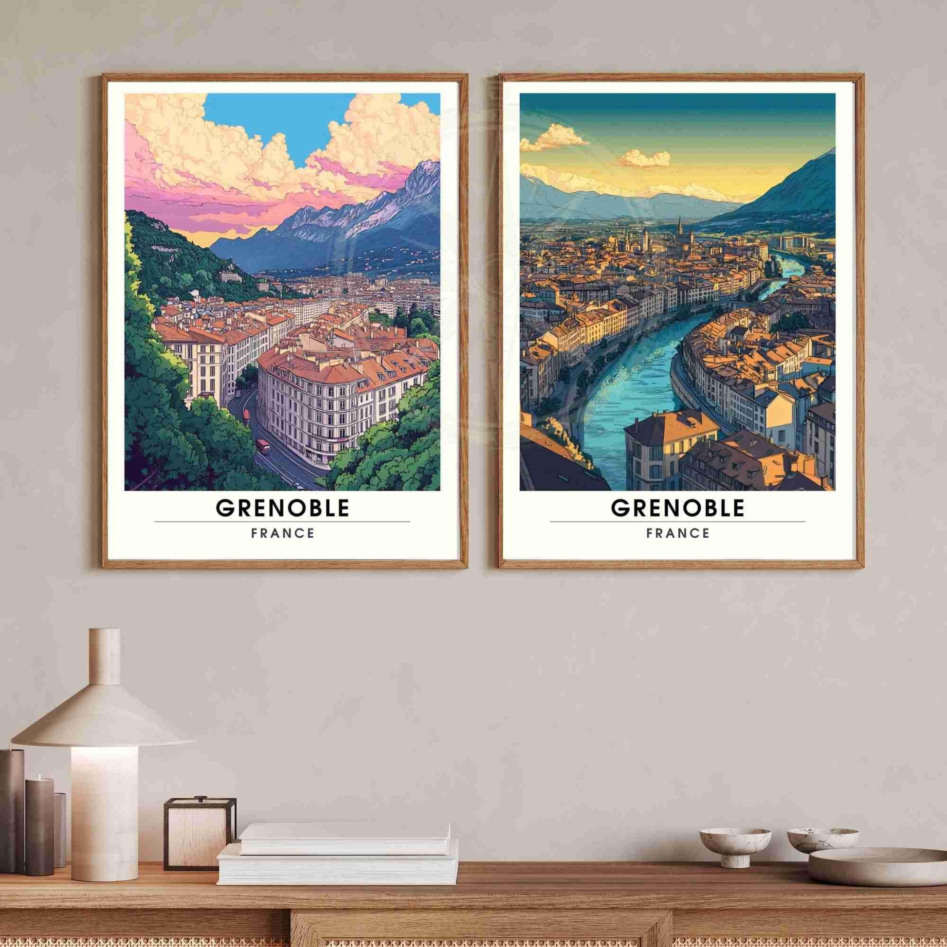 Affiche Grenoble | Impression de voyage Grenoble, France