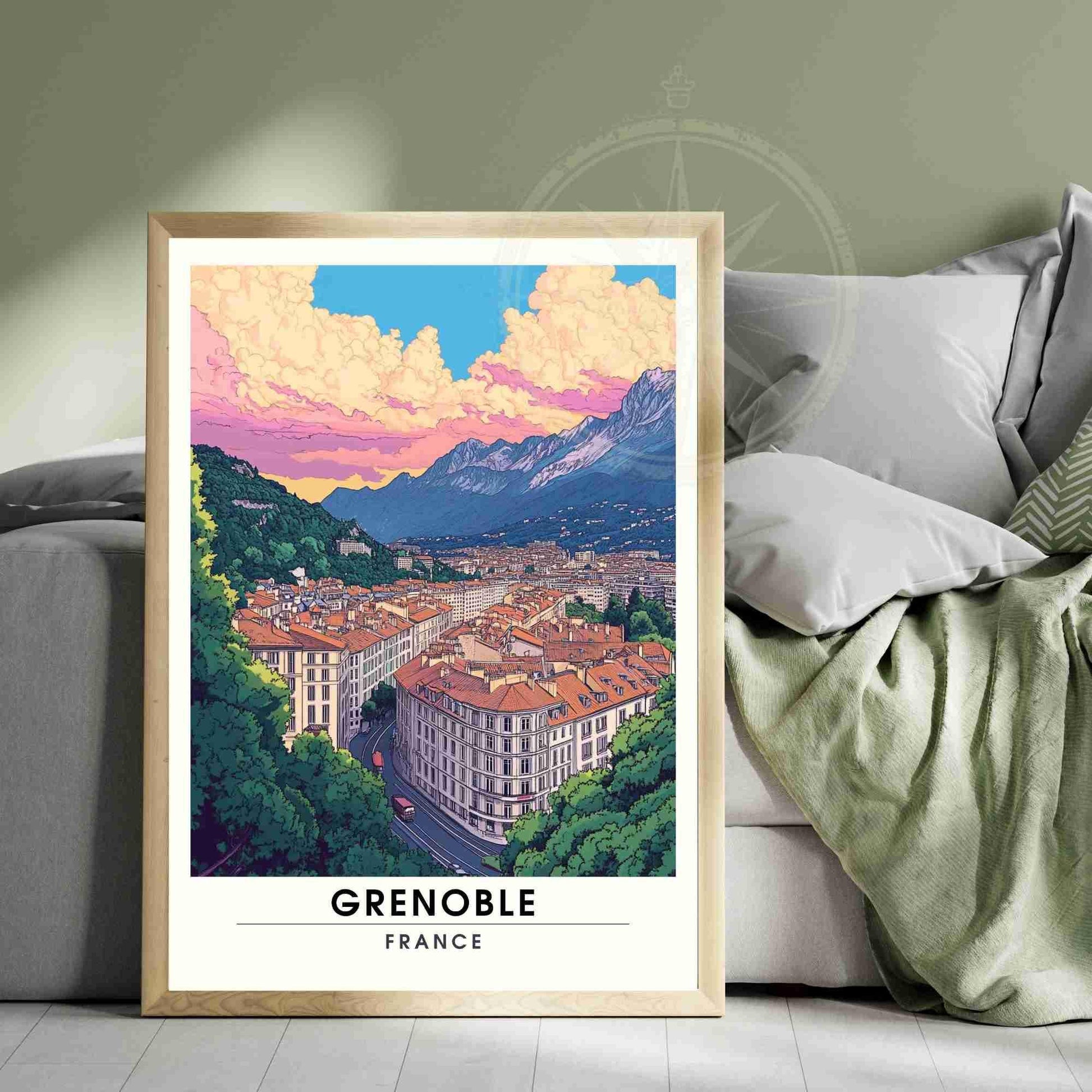 Affiche Grenoble | Impression de voyage Grenoble, France