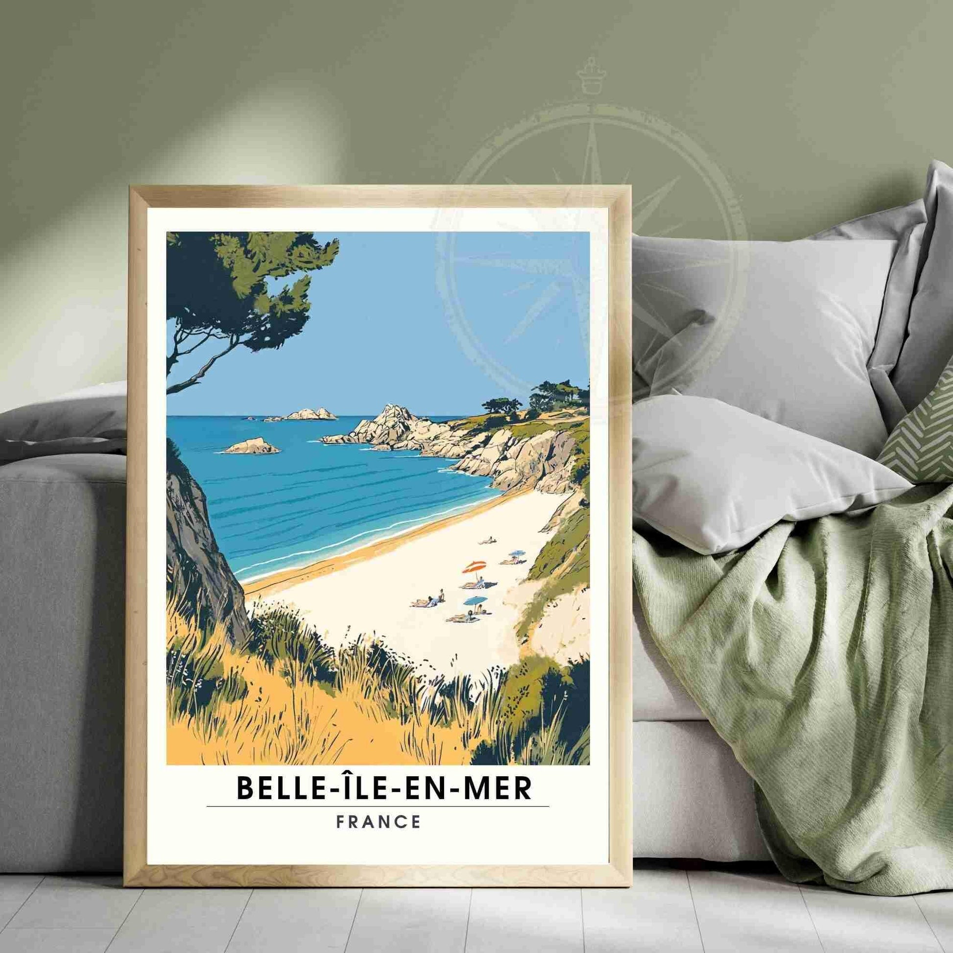 Affiche Belle-Île-en-Mer | Impression Belle-Île-en-Mer, France - Poster Plage de Baluden