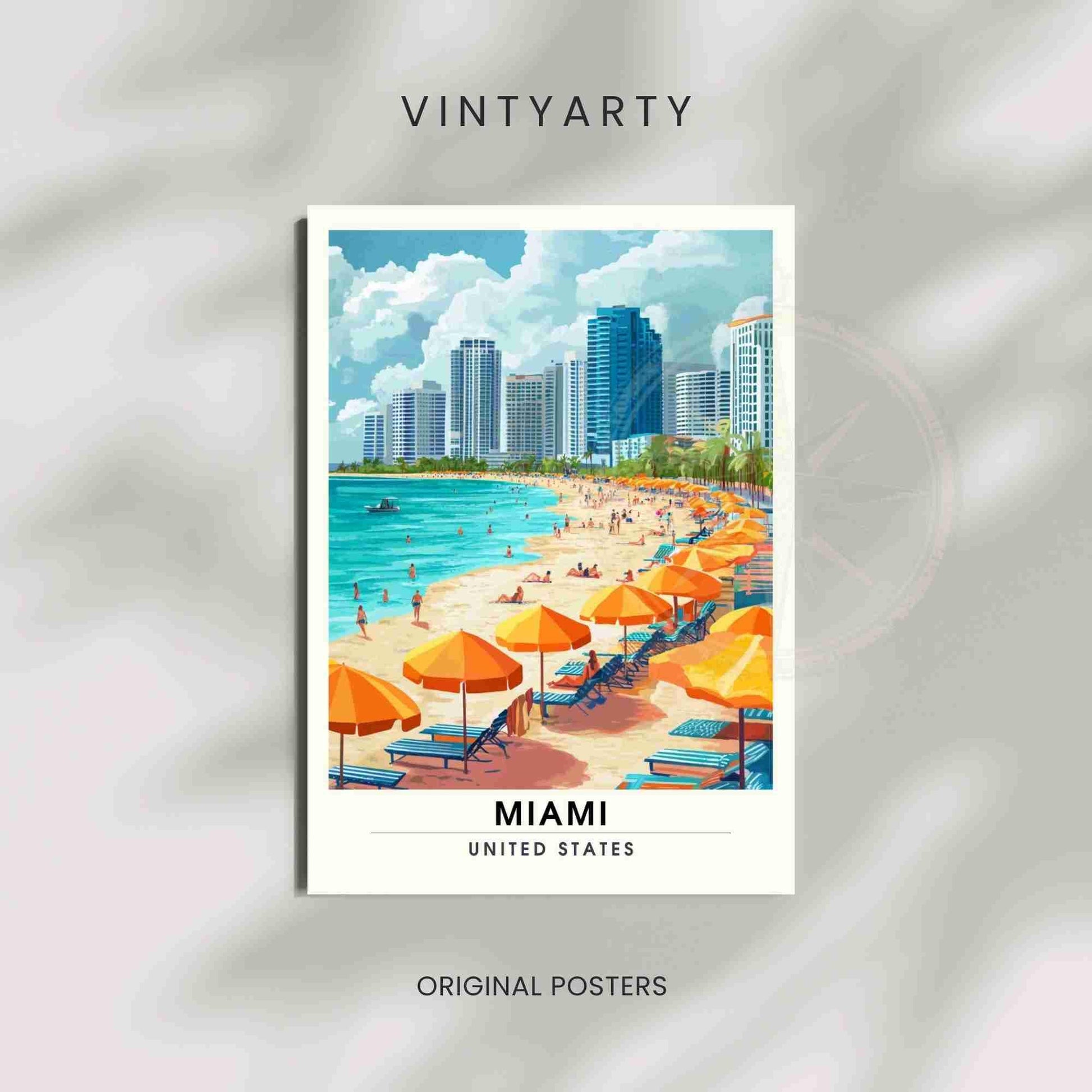 Affiche Miami | Impression de voyage Miami, États-Unis