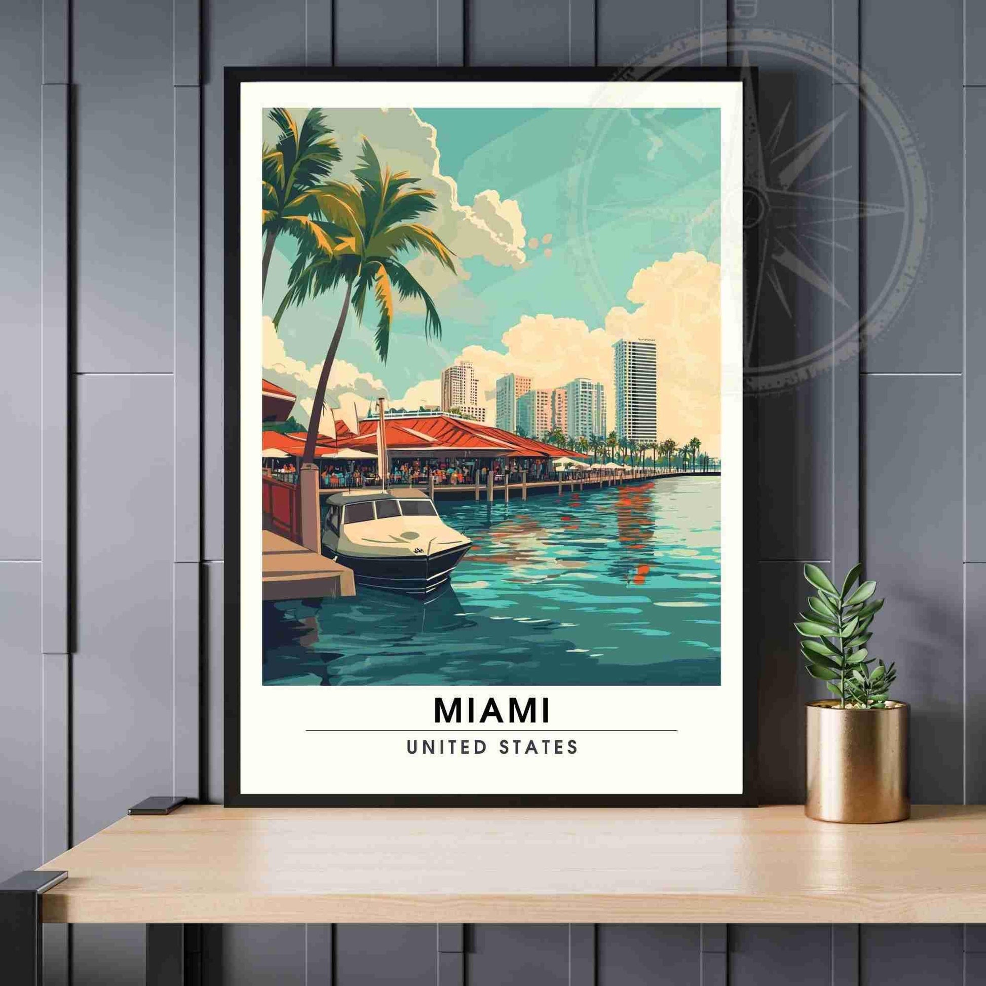 Miami Poster | Miami print, USA - Bayside Marketplace