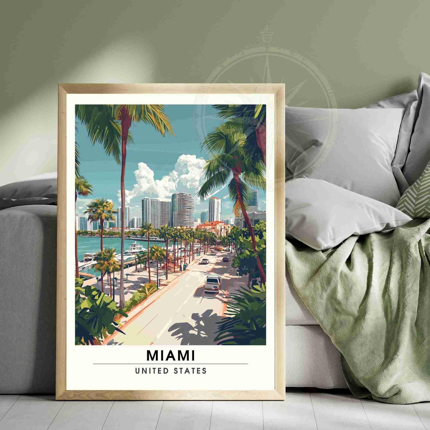 Affiche Miami | Impression de voyage Miami, États-Unis - Bayside Marketplace