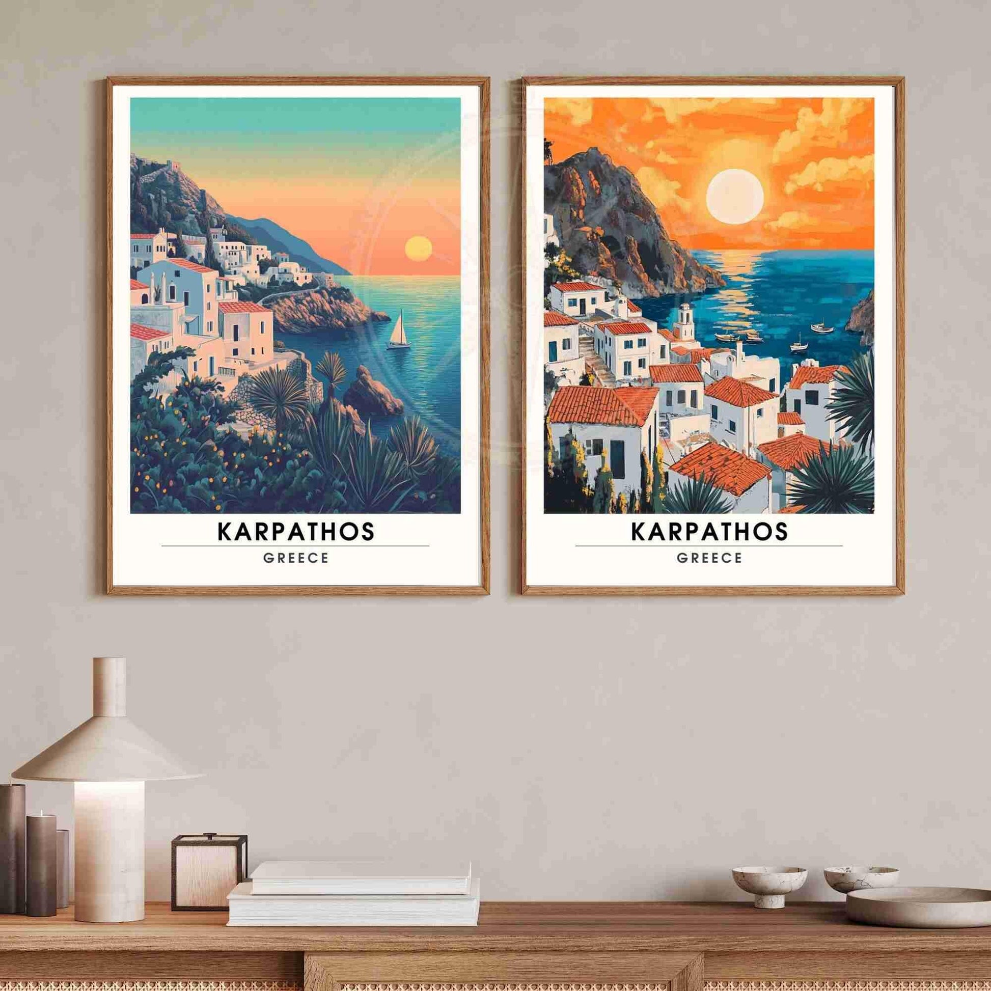 Affiche Karpathos | Impression de voyage Karpathos, Grèce - Au coucher de soleil