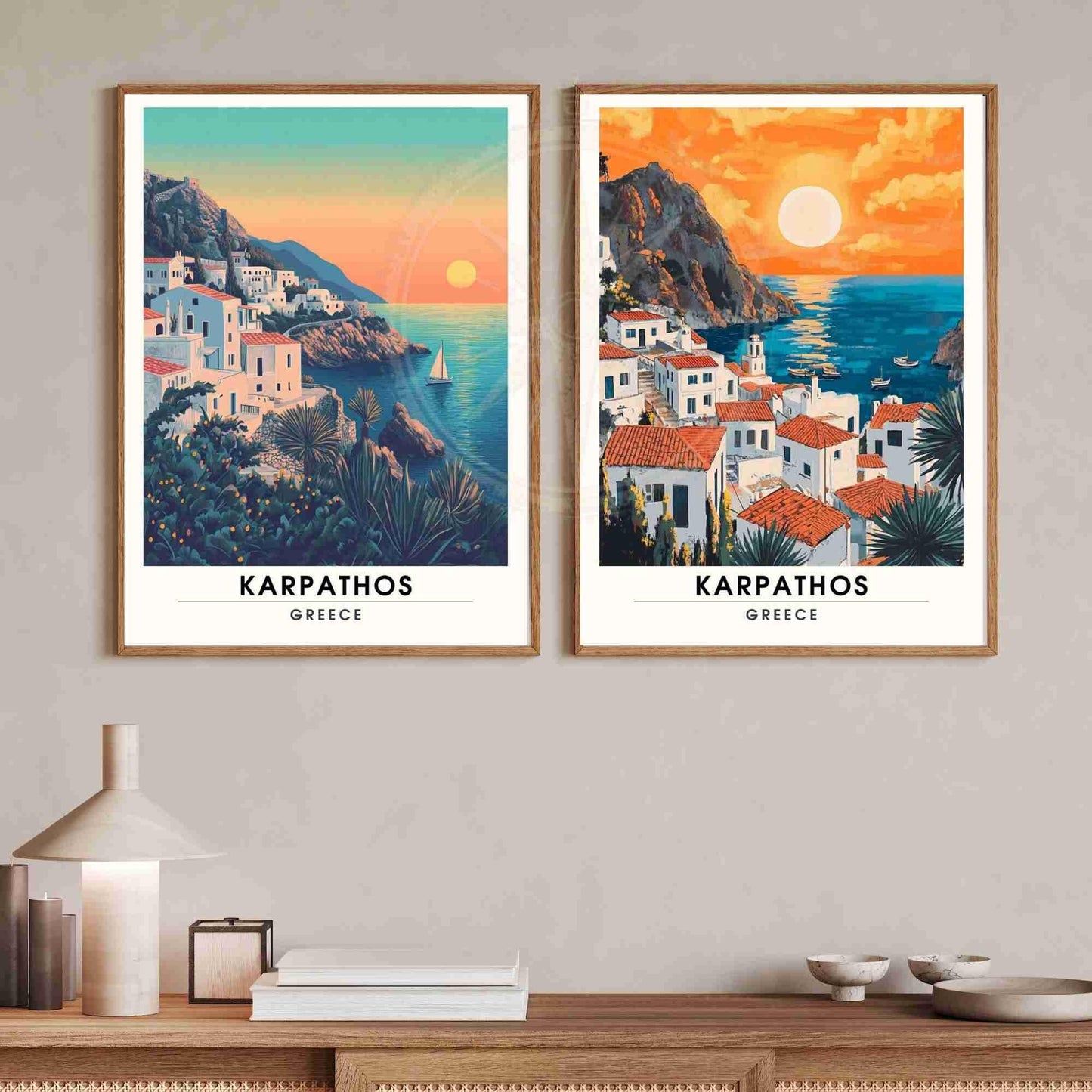 Affiche Karpathos | Impression de voyage Karpathos, Grèce - Au coucher de soleil