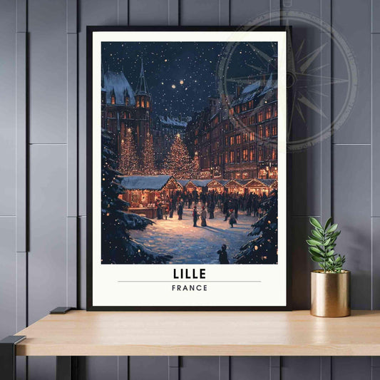 Affiche de noël Lille | Impression de voyage Lille, France