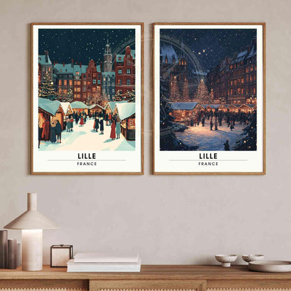 Affiche de noël Lille | Impression de voyage Lille, France