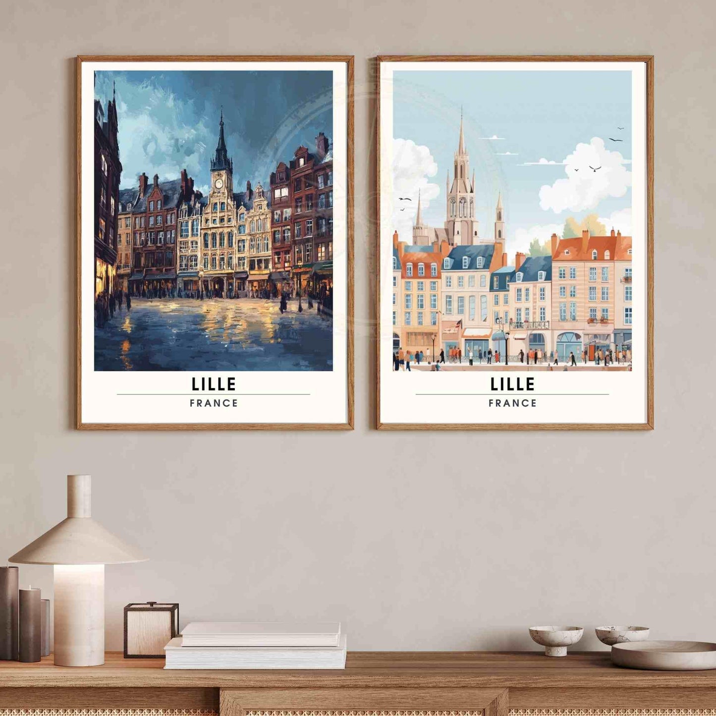 Affiche de voyage Lille | Impression Lille, France - Voyage nocturne