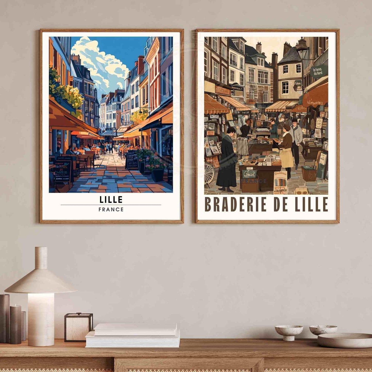 Affiche de voyage Lille | Impression Lille, France - Les terrasses de la ville