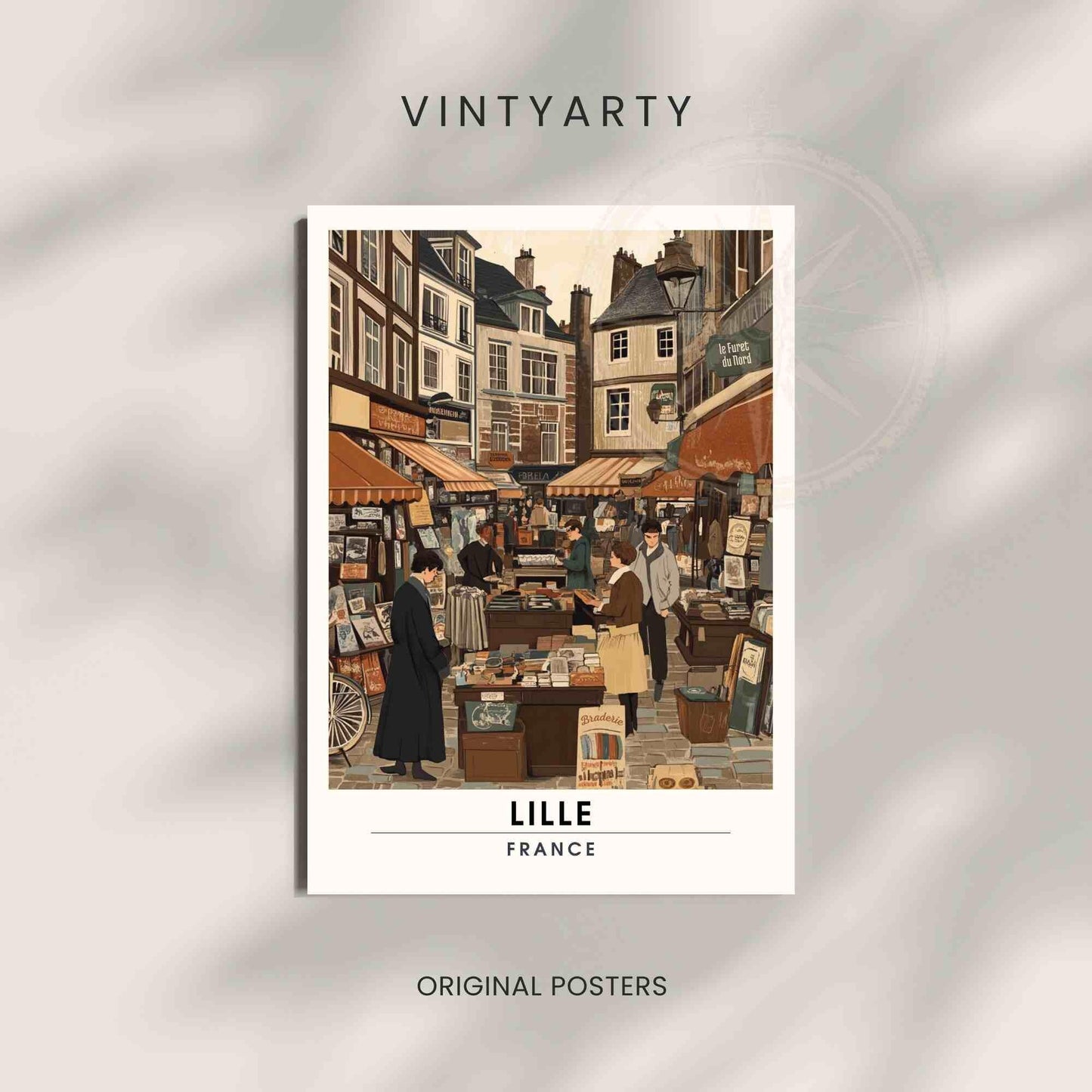 Affiche Lille | Impression vintage Lille, France - La braderie de Lille