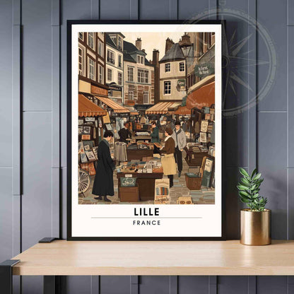 Affiche Lille | Impression vintage Lille, France - La braderie de Lille