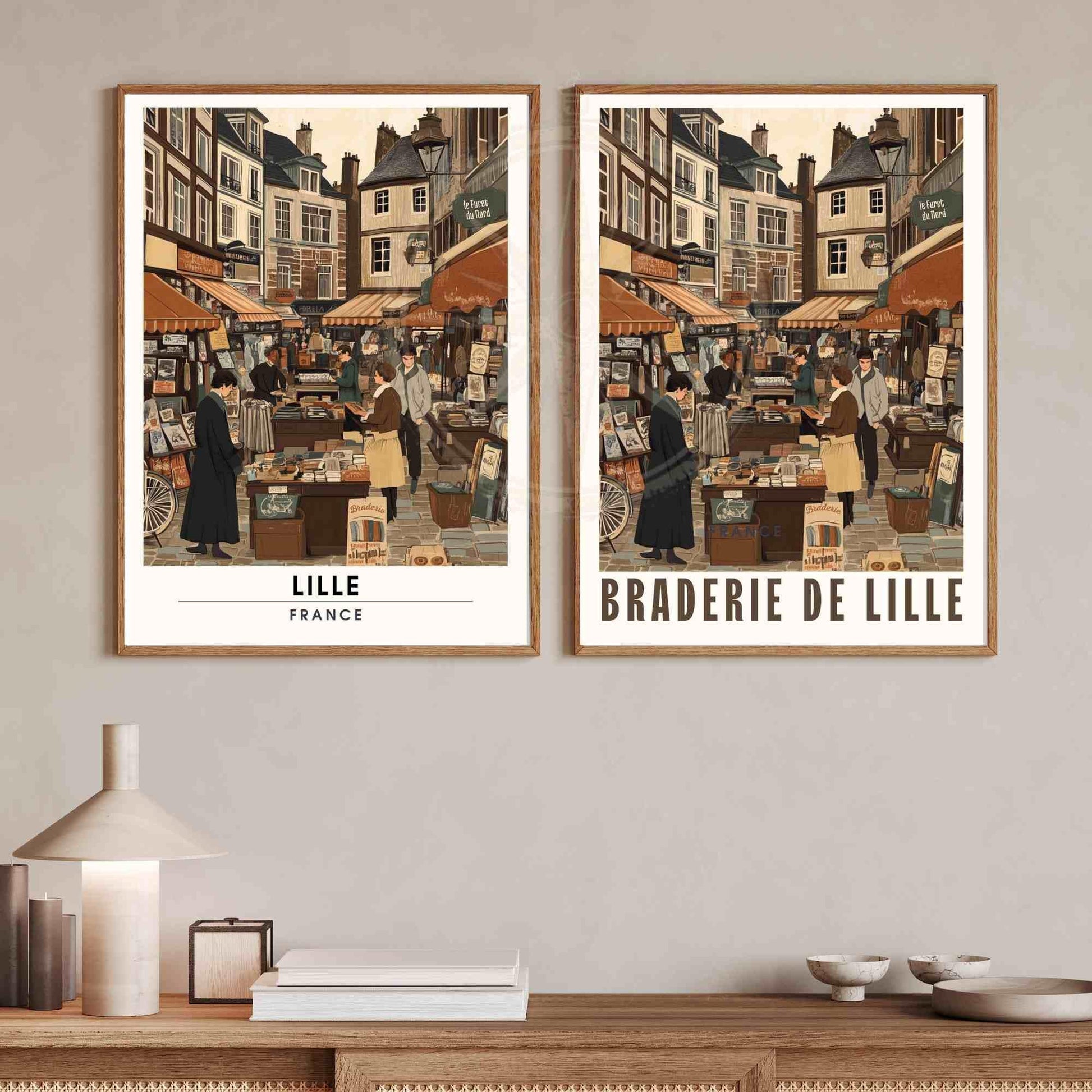 Affiche Braderie de Lille | Impression vintage Lille, France