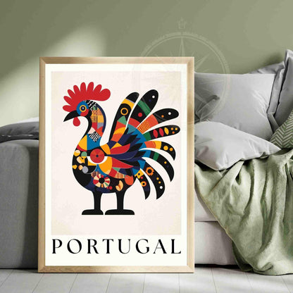 Affiche Portugal - coq de barcelos revisité