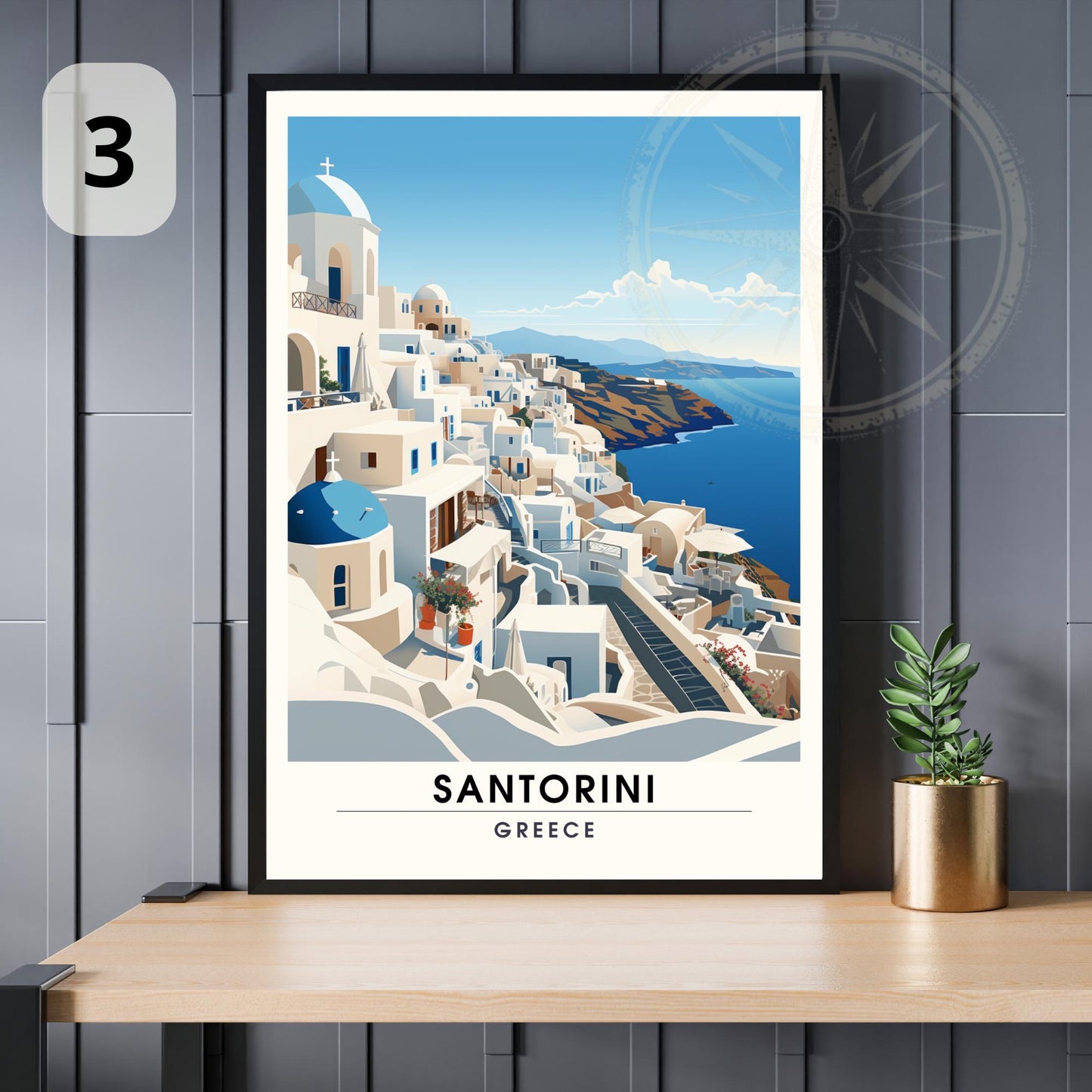 Affiche Santorin | Impression de voyage Santorin, Grèce - Affiches au choix -