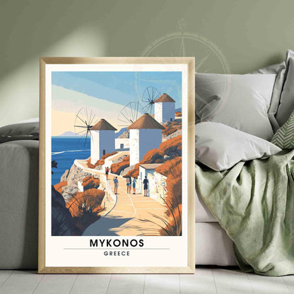 Affiche de voyage Mykonos | Impression Mykonos, Grèce - Les Moulins de Mykonos