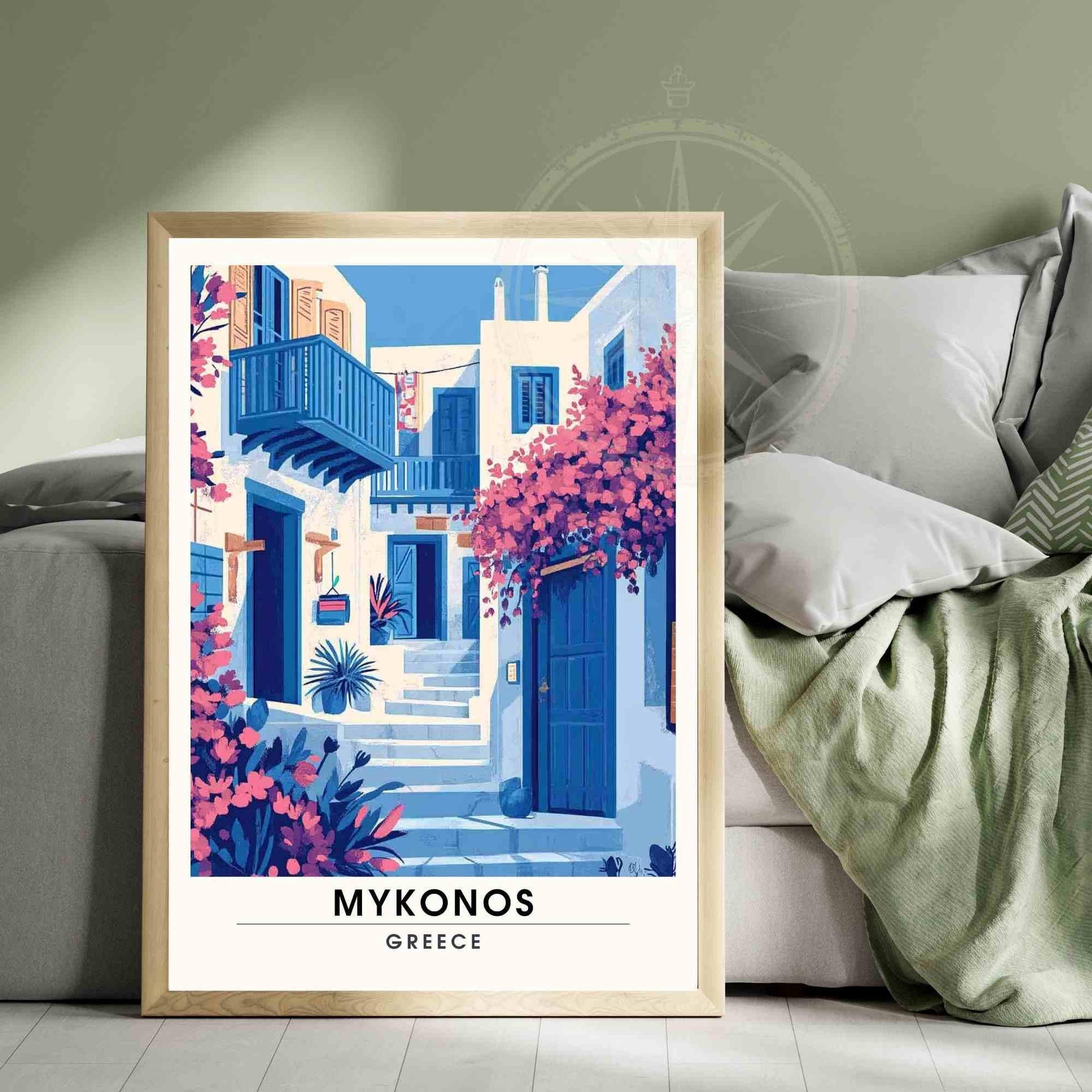 Affiche de voyage Mykonos | Impression Mykonos, Grèce - Les rues et les maisons de Mykonos