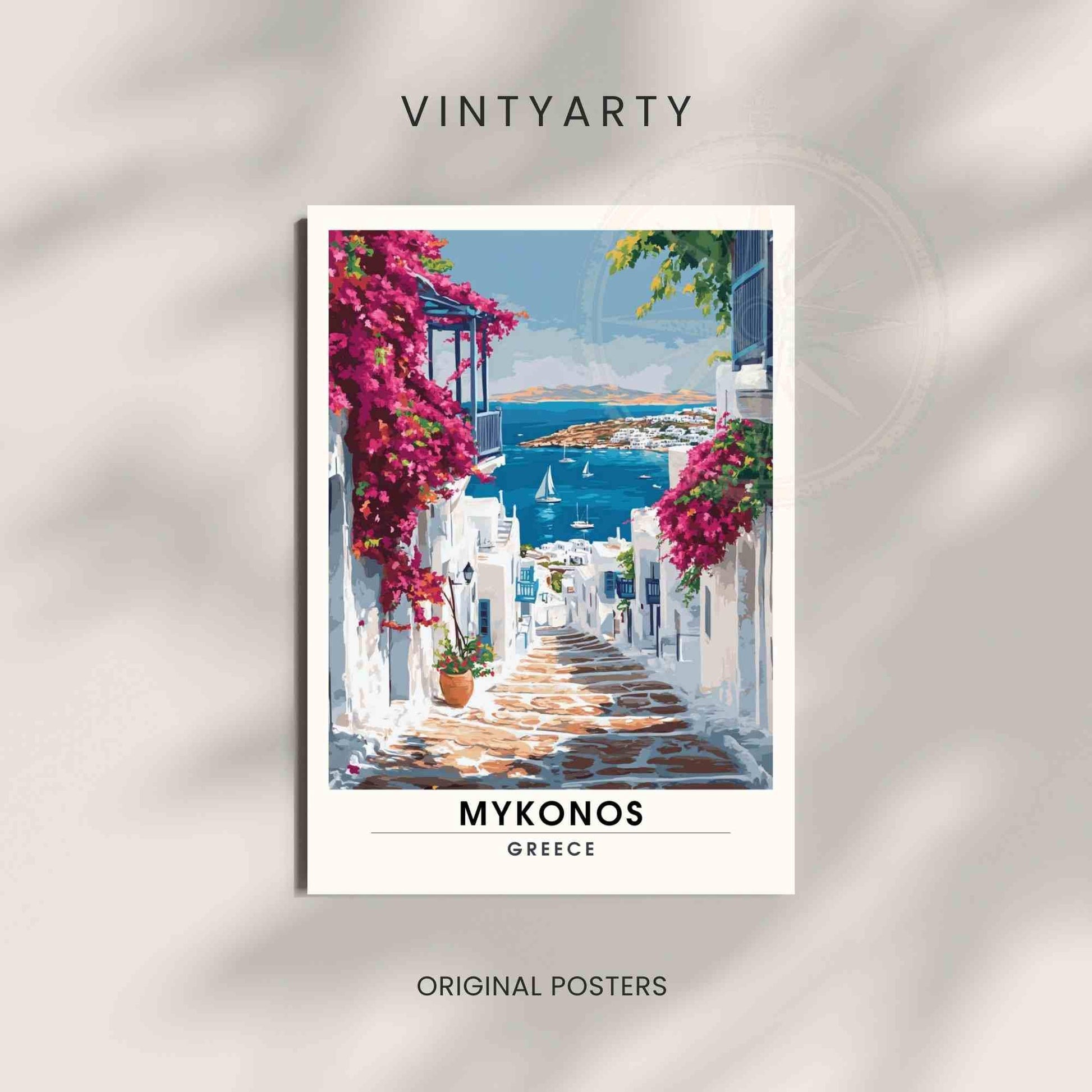 Affiche Mykonos | Impression Mykonos, Grèce - Les rues et les maisons de Mykonos