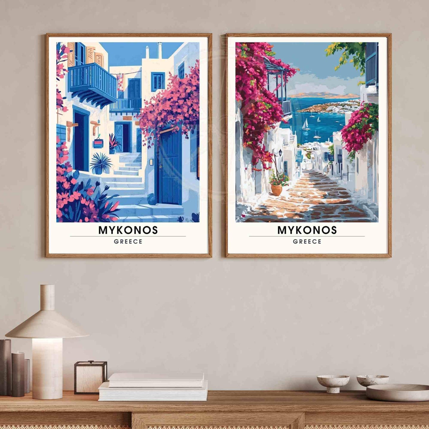 Affiche Mykonos | Impression Mykonos, Grèce - Les rues et les maisons de Mykonos