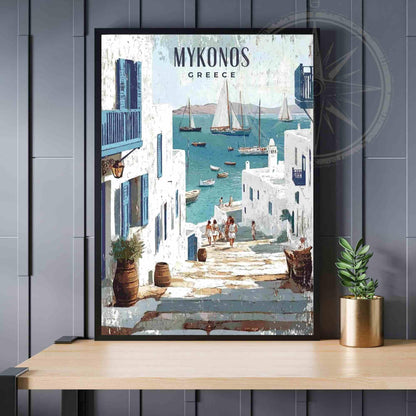 Affiche Mykonos | Impression vintage de Mykonos, Grèce