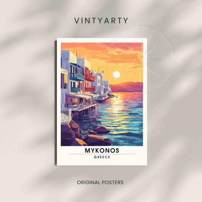 Affiche Mykonos | Impression Mykonos, Grèce - Coucher de soleil