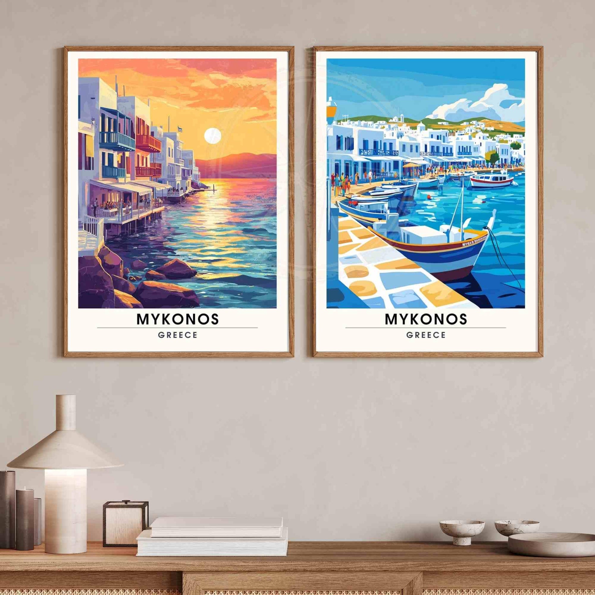 Affiche Mykonos | Impression Mykonos, Grèce - Coucher de soleil