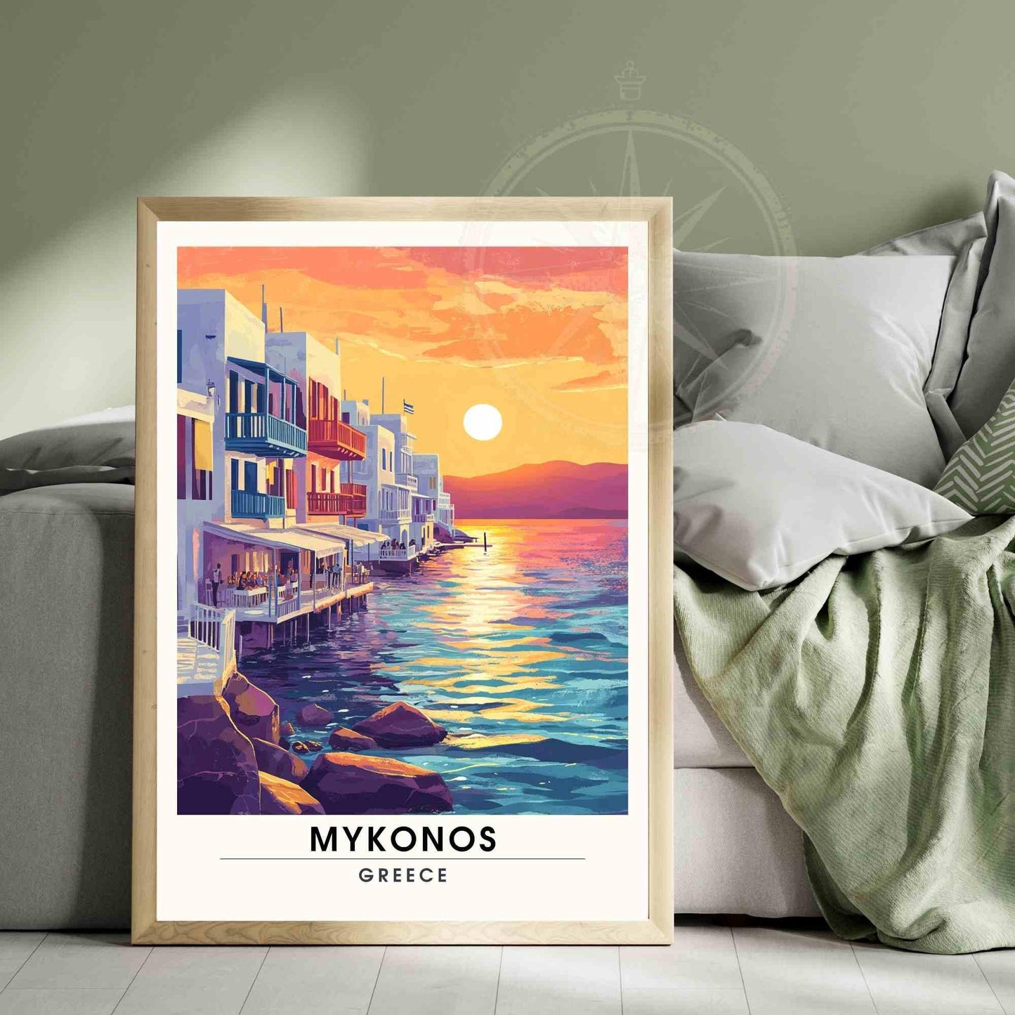 Mykonos Poster - Mykonos travel print - stunning sunset in Mykonos, Greece