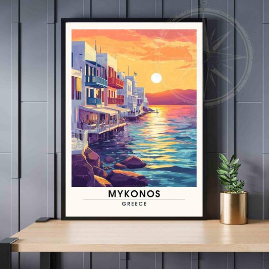 Affiche Mykonos | Impression Mykonos, Grèce - Coucher de soleil