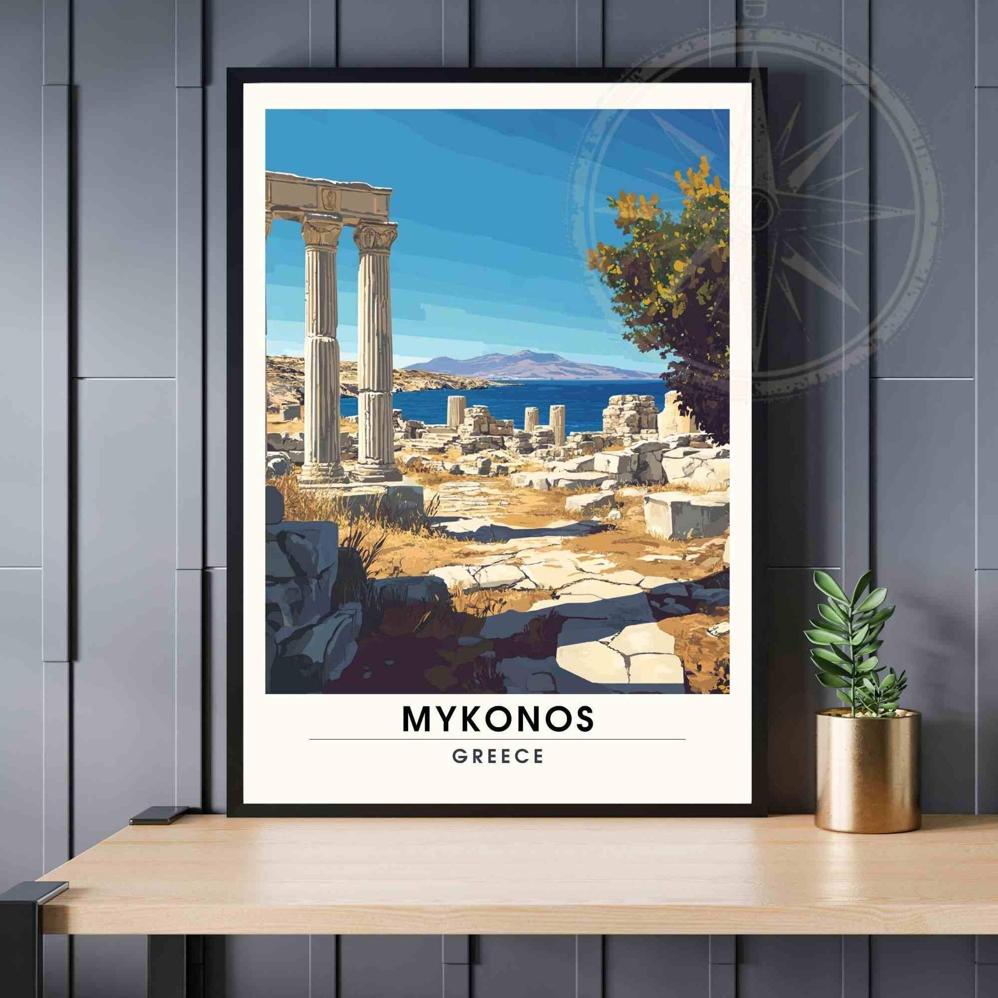 Mykonos Poster - Mykonos travel print - Greece - Majestic ruins of Delos