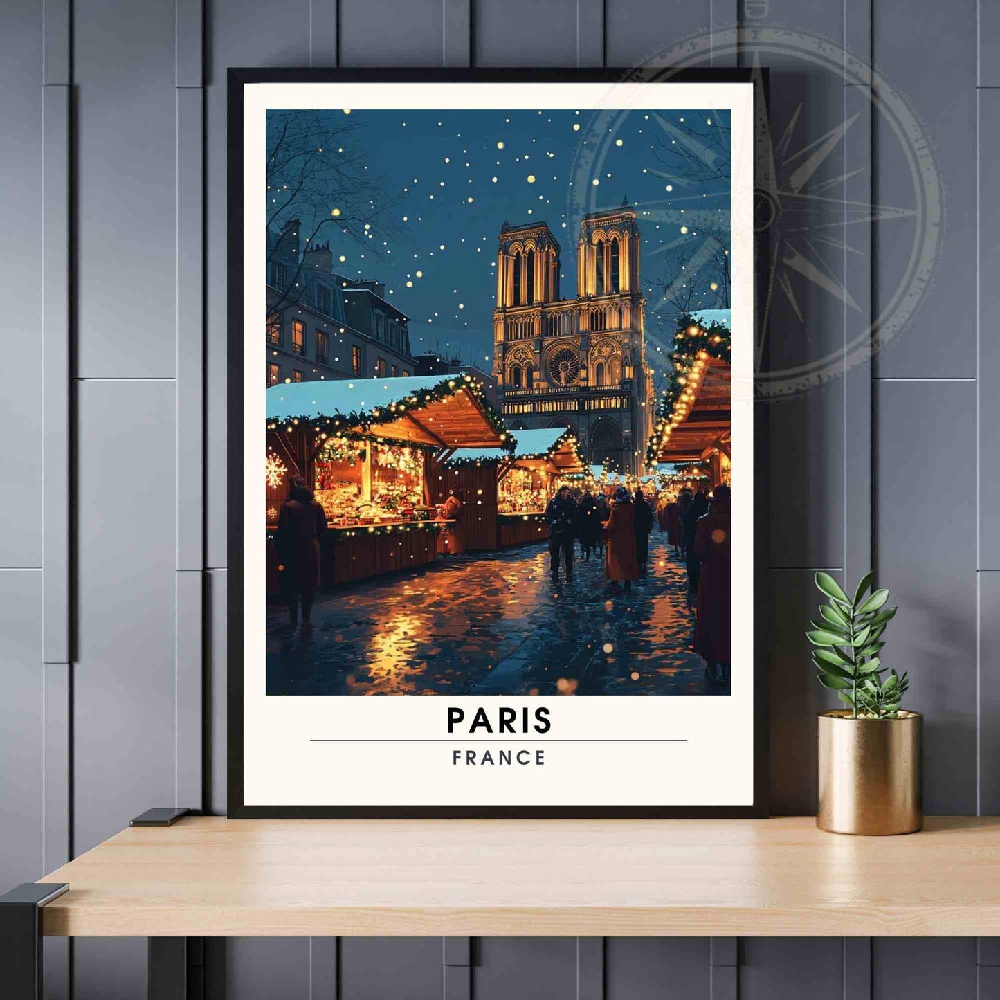 Affiche Paris | Impression de noël Paris | Affiche Notre-Dame de Paris