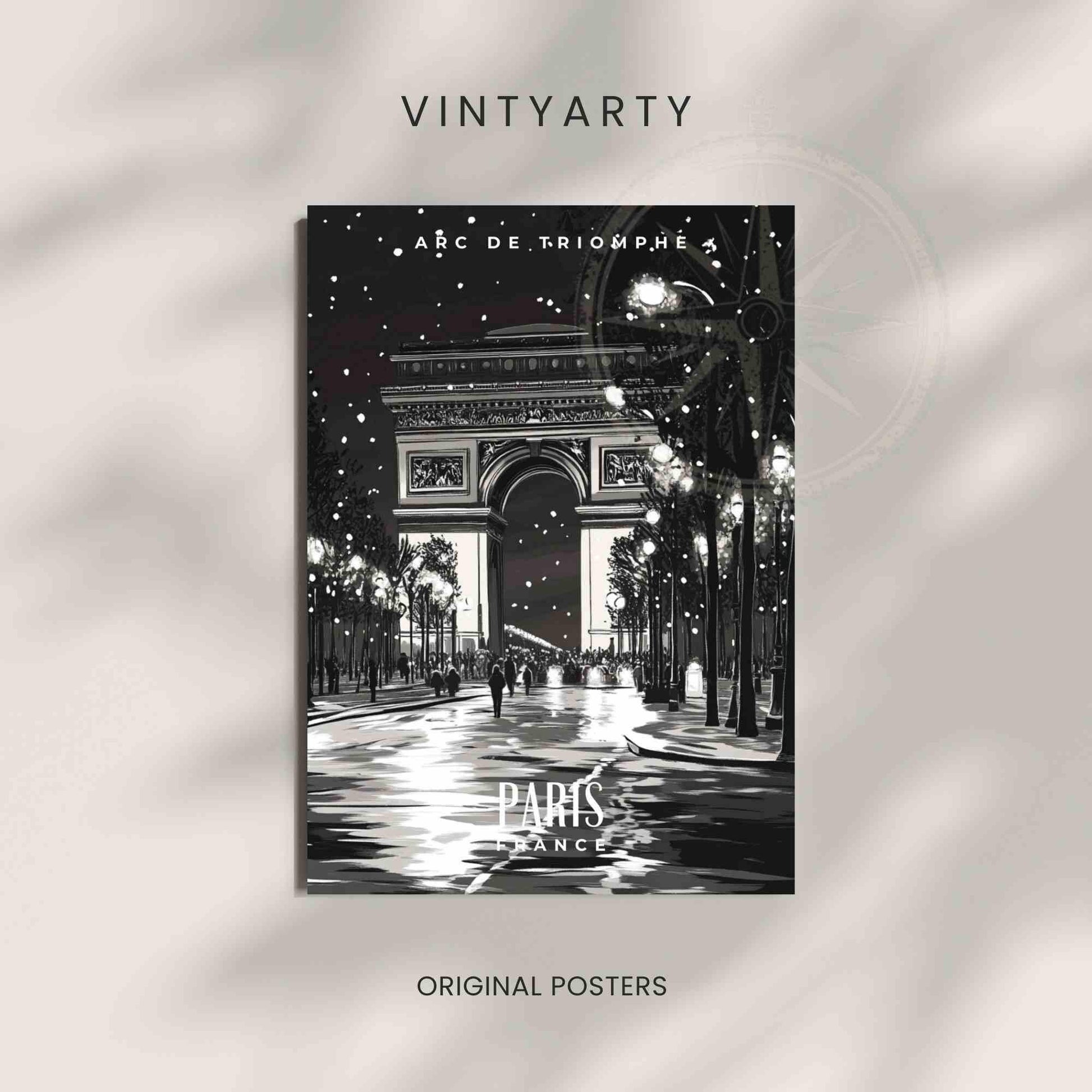 Affiche Paris | Impression Arc de Triomphe - Affiche noir et blanc