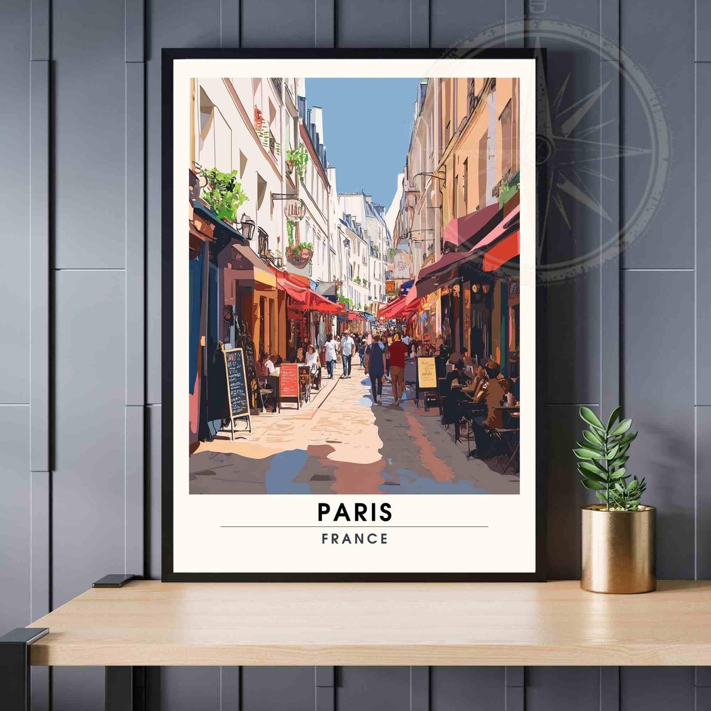 Affiche Paris | Impression de voyage Paris | Rue Mouffetard