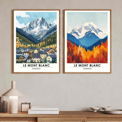 Affiche Le Mont Blanc | Impression Mont Blanc | Affiche Les Alpes - Vue depuis Chamonix