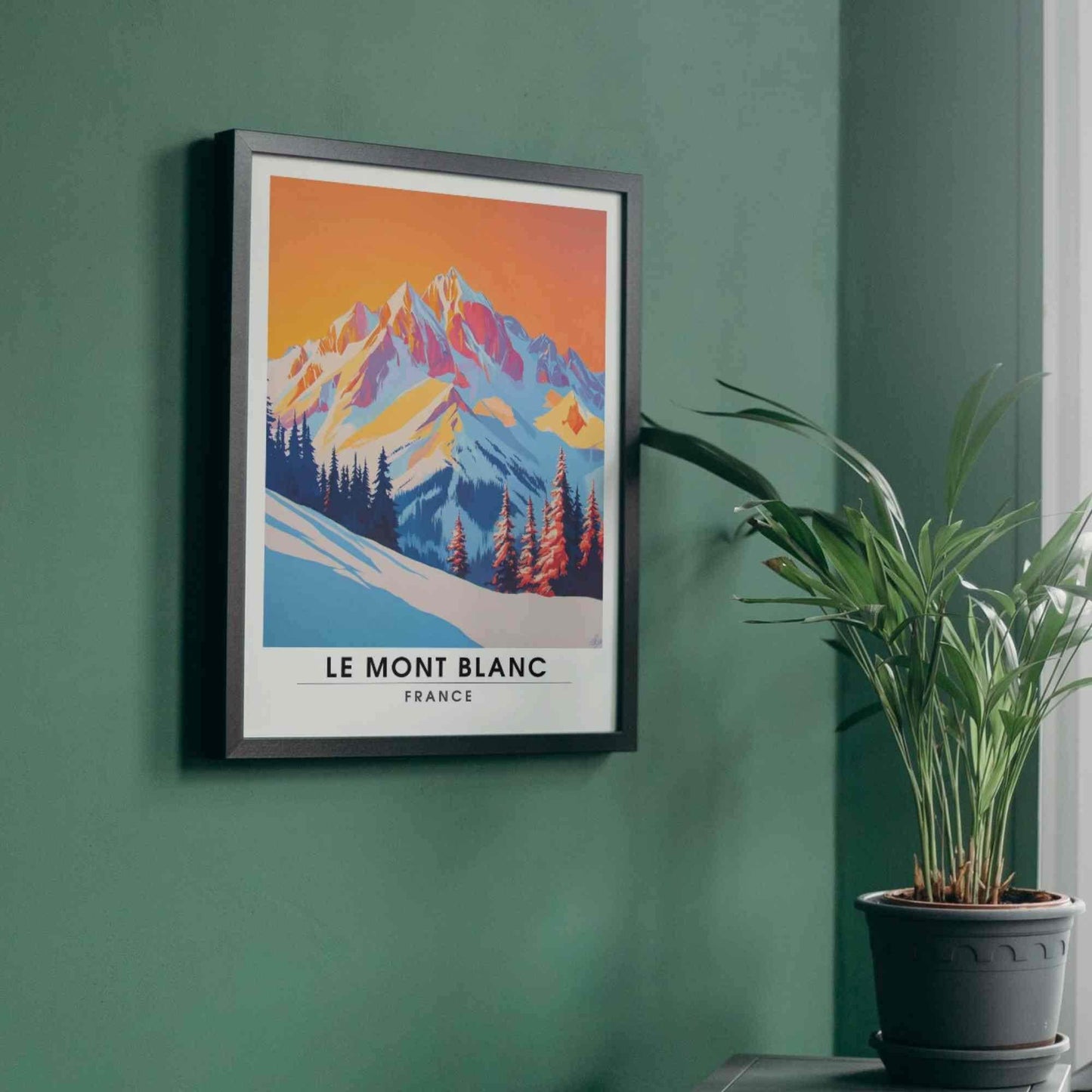 Affiche Le Mont Blanc | Impression Mont Blanc | Affiche Les Alpes - Au coucheur de soleil