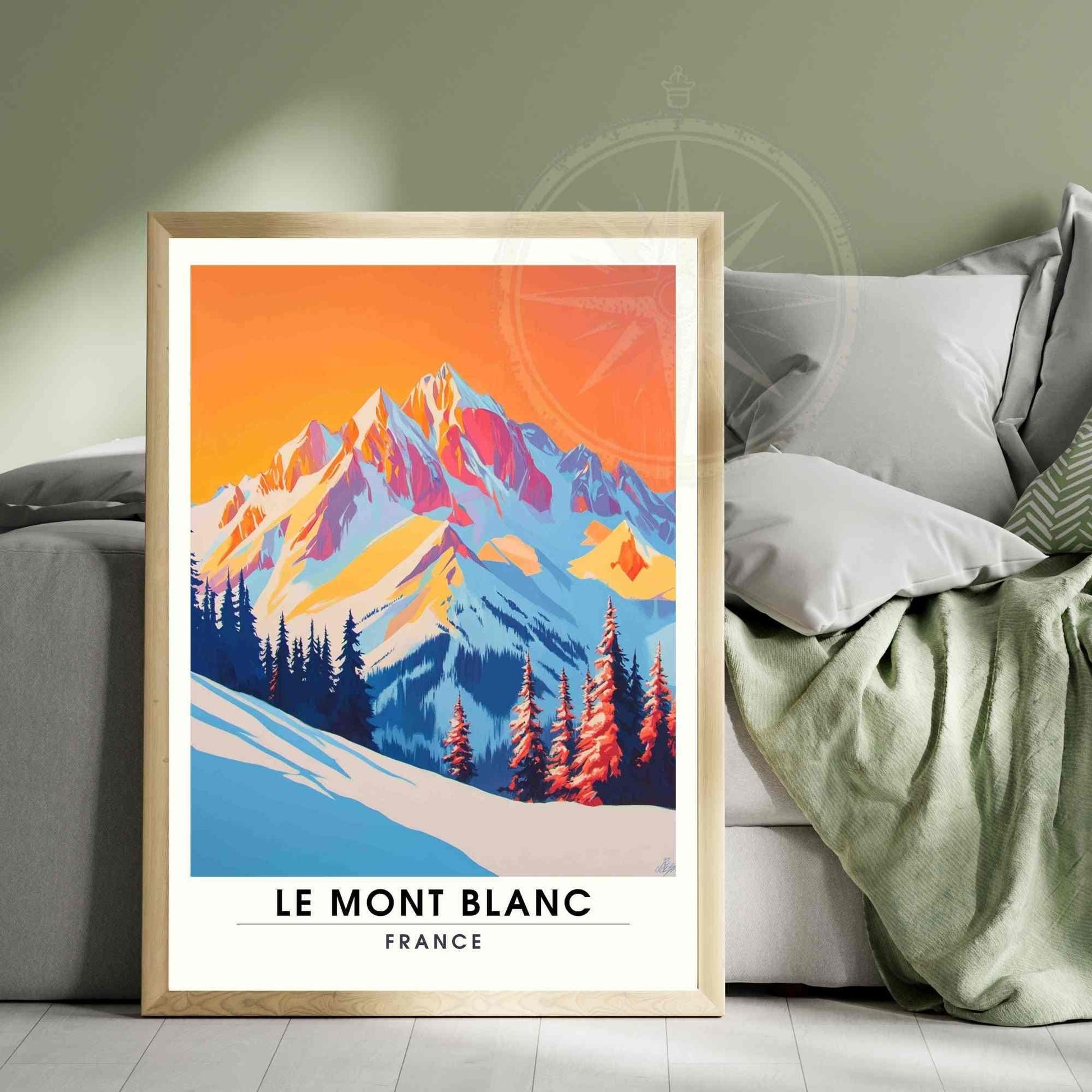 Affiche Le Mont Blanc | Impression Mont Blanc | Affiche Les Alpes - Au coucheur de soleil