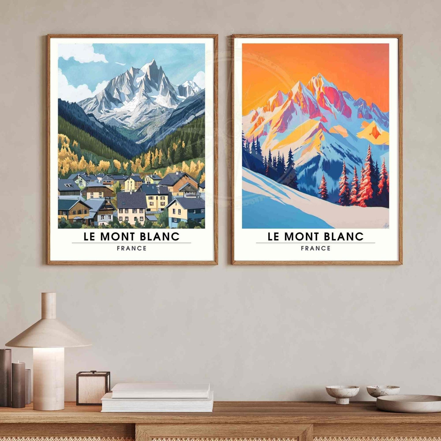 Affiche Le Mont Blanc | Impression Mont Blanc | Affiche Les Alpes - Au coucheur de soleil