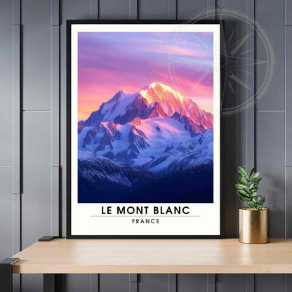 Affiche Le Mont Blanc | Impression Mont Blanc | Affiche Les Alpes - Au coucheur de soleil