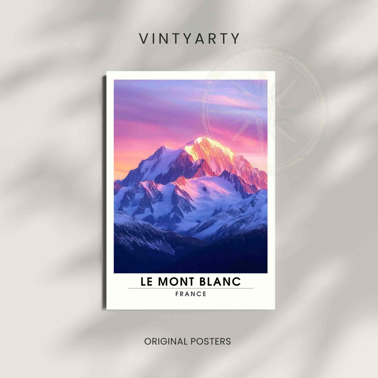 Affiche Le Mont Blanc | Impression Mont Blanc | Affiche Les Alpes - Au coucheur de soleil