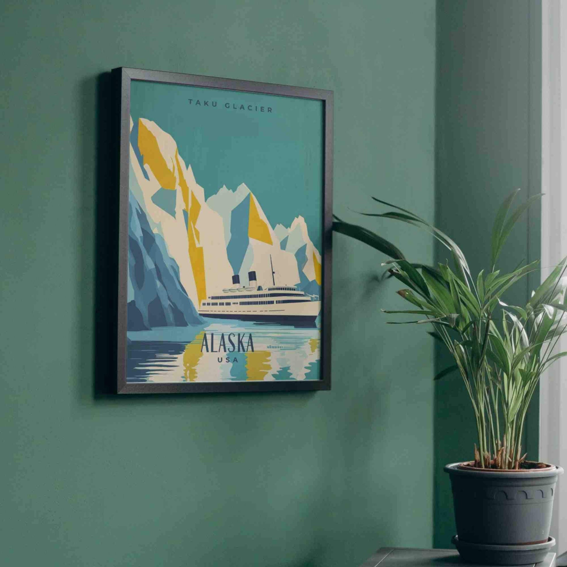 Affiche Alaska | Impression vintage Alaska | Affiche de voyage Glacier Taku