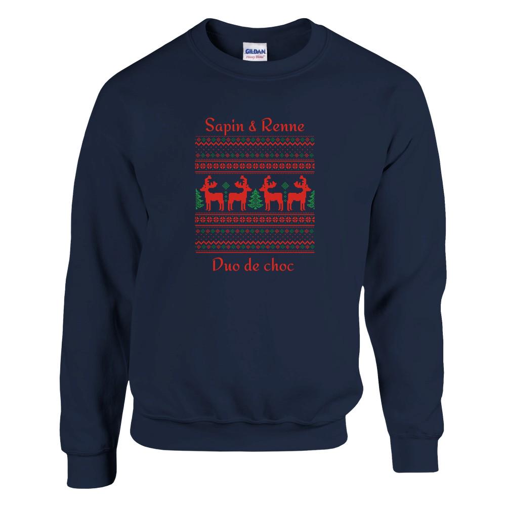 Sweat unisexe Noël - Sapin et renne - 10 Couleurs disponibles