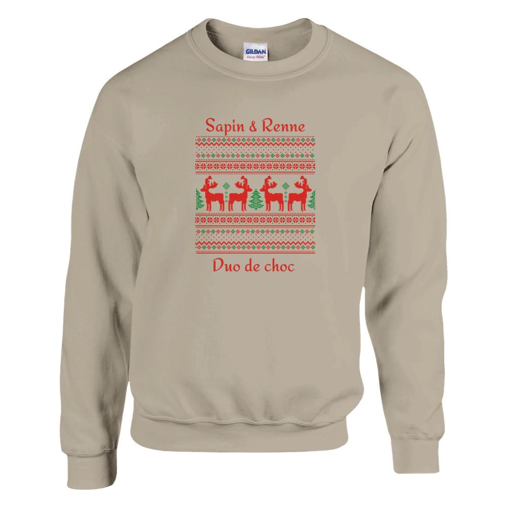 Sweat unisexe Noël - Sapin et renne - 10 Couleurs disponibles