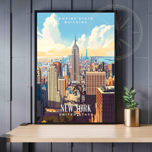 New York Poster | New York print | view from the Top of the Rock toward the Empire State Building