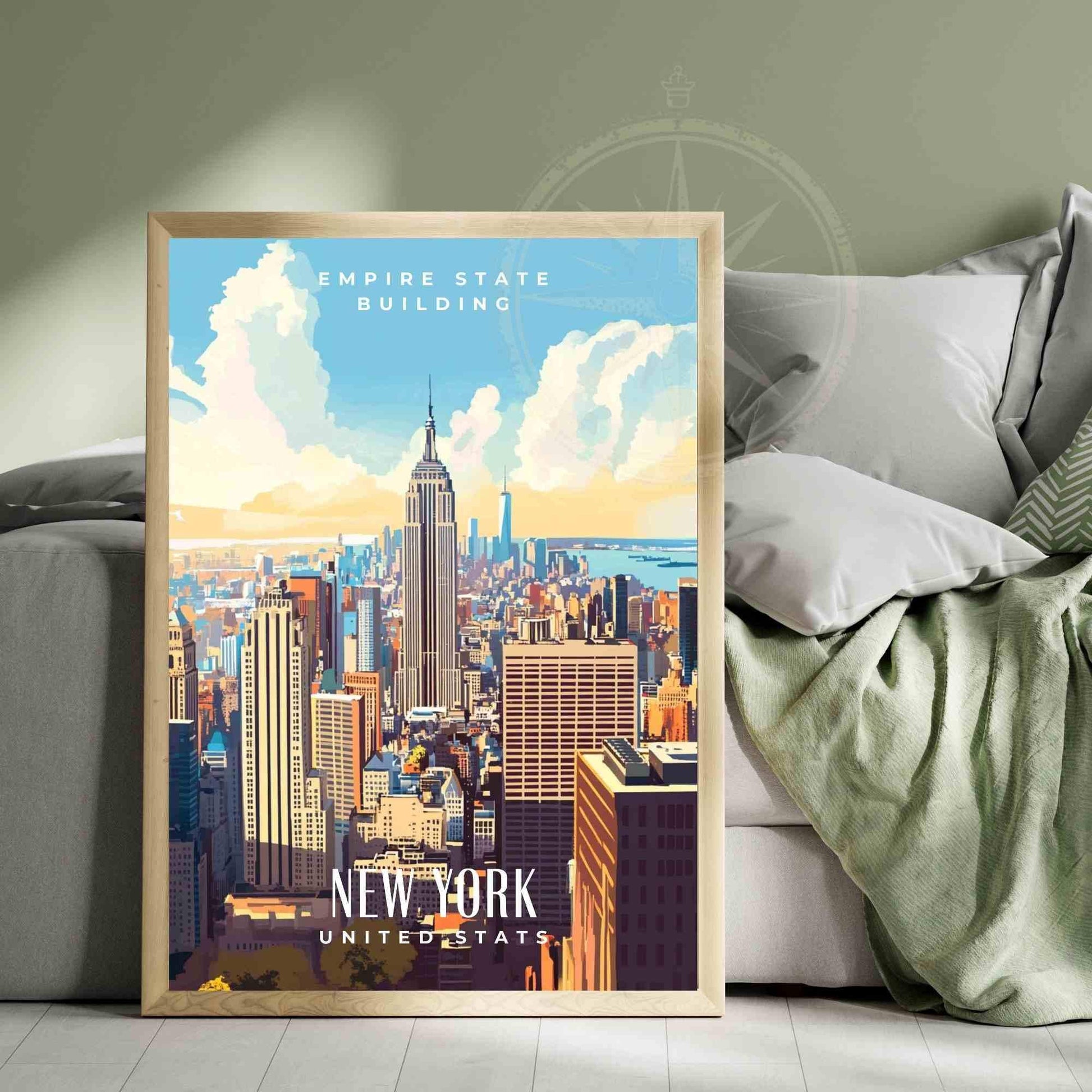 New York Poster | New York print | view from the Top of the Rock toward the Empire State Building