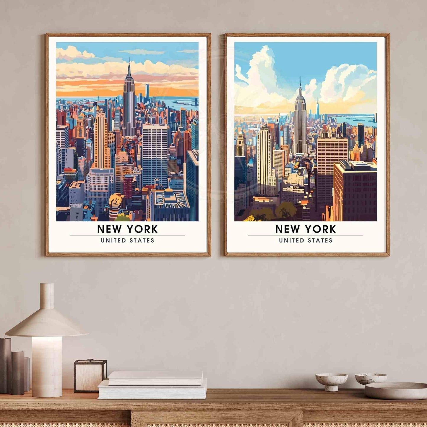 Affiche New York | Impression de voyage New York City | l'Empire State Building