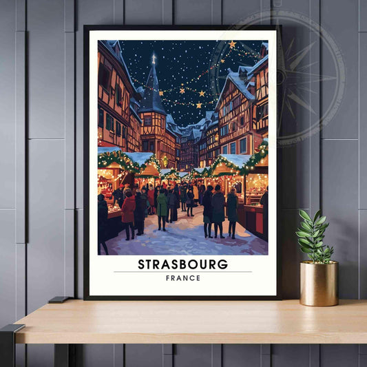 Affiche Strasbourg - Impression Strasbourg - Marché de noël de Strasbourg