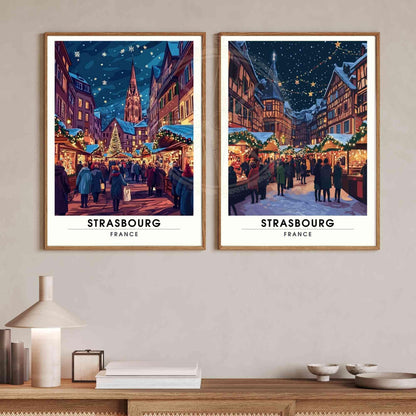 Affiche Strasbourg - Impression Strasbourg - Marché de noël de Strasbourg