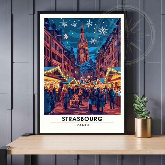 Affiche Strasbourg - Impression de voyage Strasbourg - un Marché de noël à Strasbourg