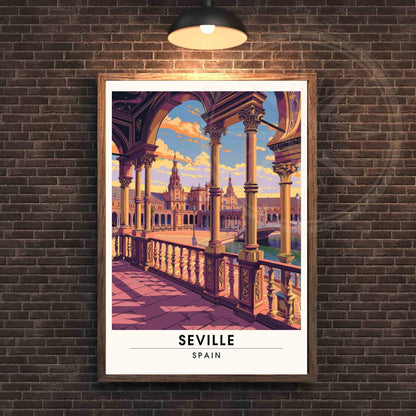 Seville Poster | Seville travel print - Plaza de España